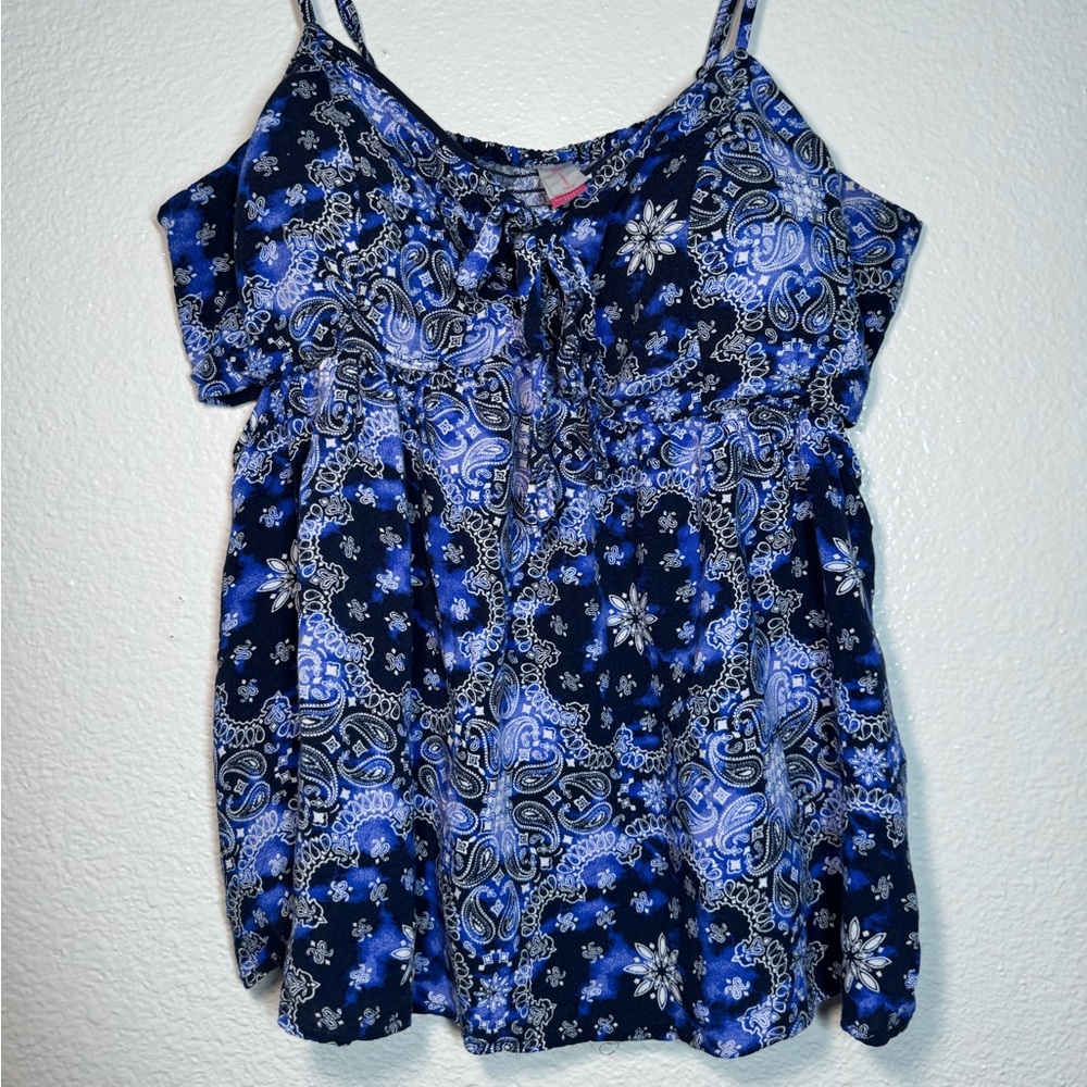 No Boundaries Blue and White Paisley Camisole Top